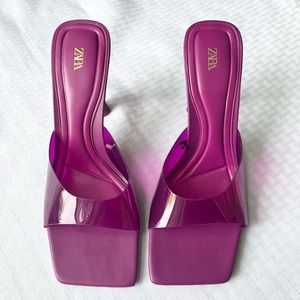 Zara High Heel Vinyl Sandals Purple